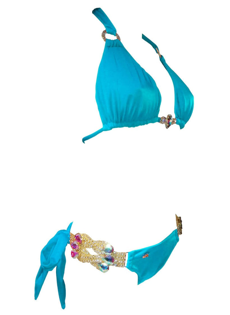 Amber Luxury Top & Tie Side Bottom - Turquoise