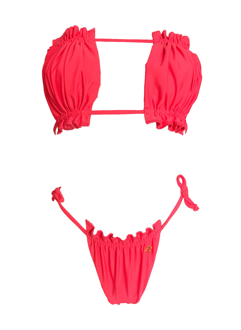 Candy Bandeau Top & Thong Bottom - Coral
