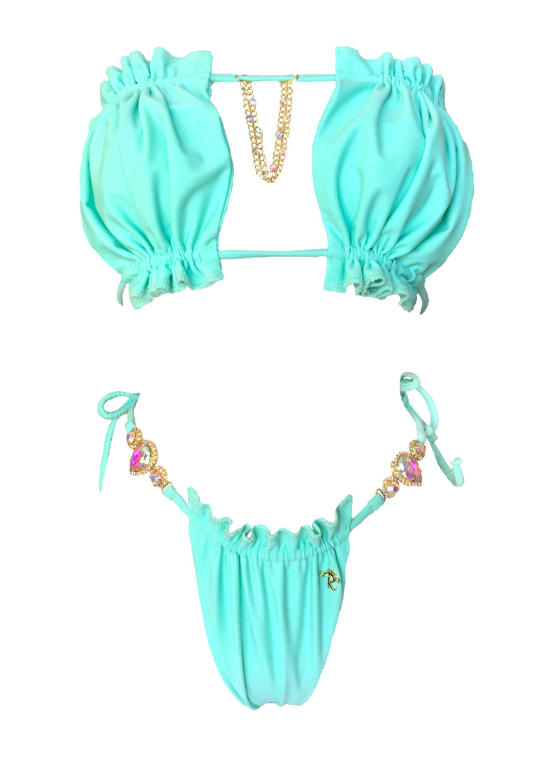 LUXE Candy Bandeau Top & Thong Bottom - Mint Green