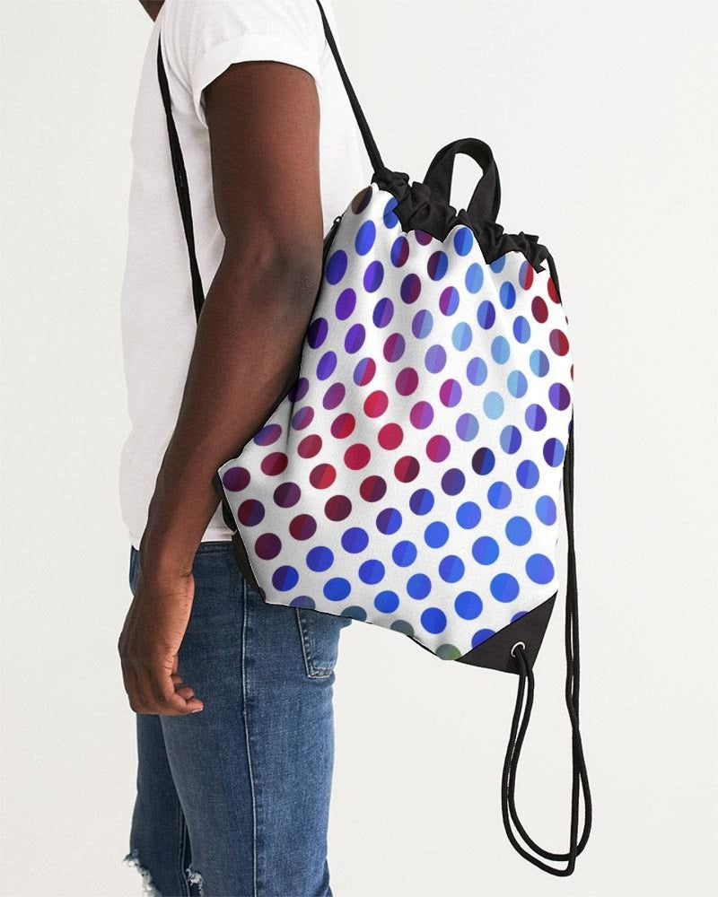Drawstring Bags, Polka Dot Fusion White Drawstring Bag