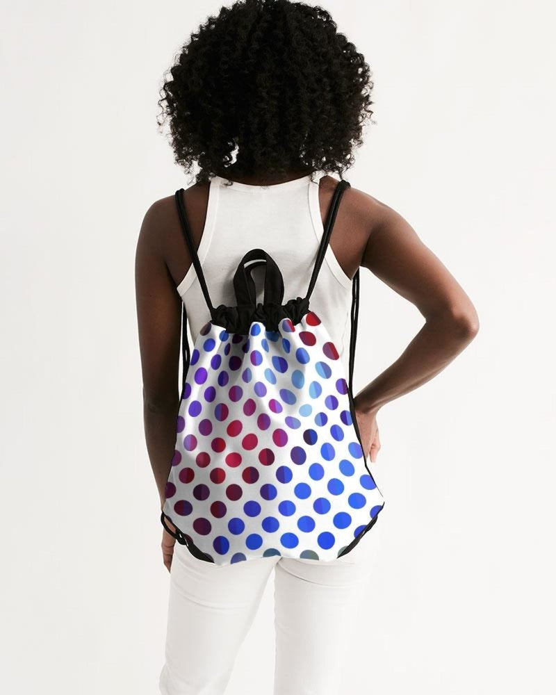 Drawstring Bags, Polka Dot Fusion White Drawstring Bag