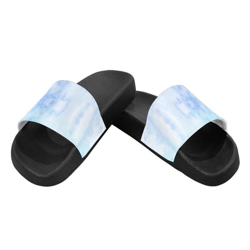 Flip-Flop Sandals, Blue Watercolor Style Womens Slides