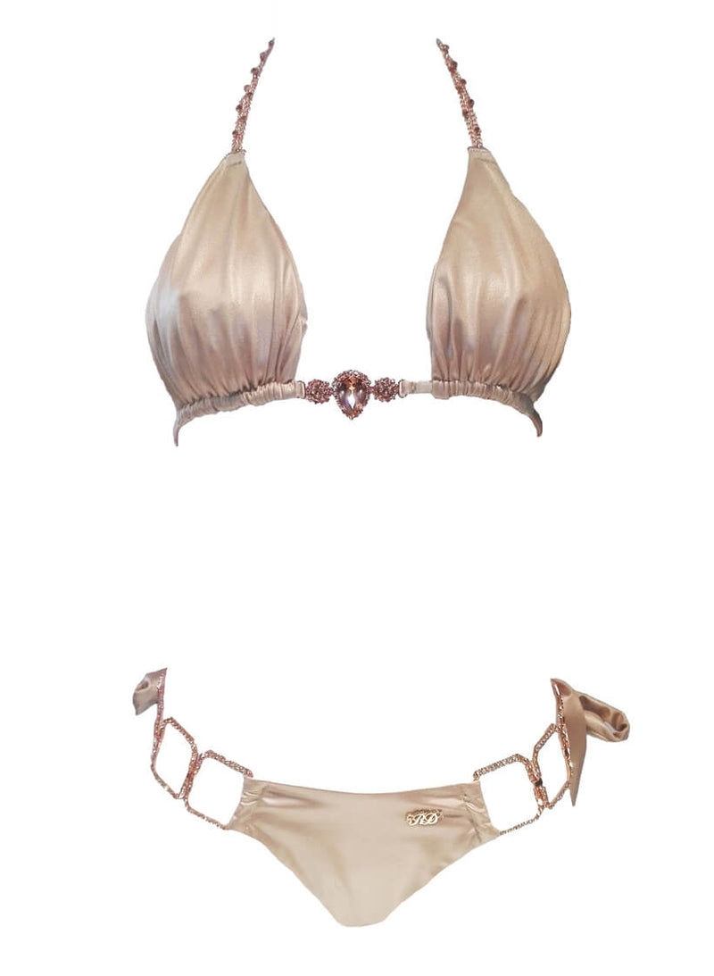 Tessa Triangle Top & Tie Side Bottom - Gold-3