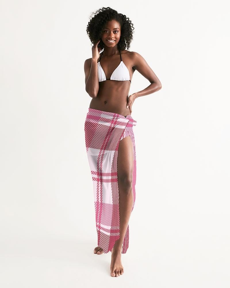 Uniquely You Sheer Plaid Pink Swimsuit Cover Up