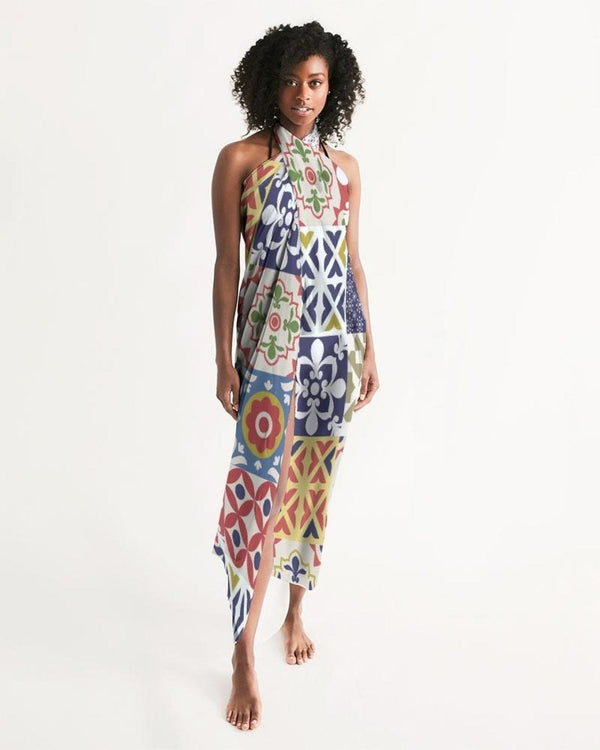 Uniquely You Sheer Swimsuit Cover Up Abstract Print Multicolor