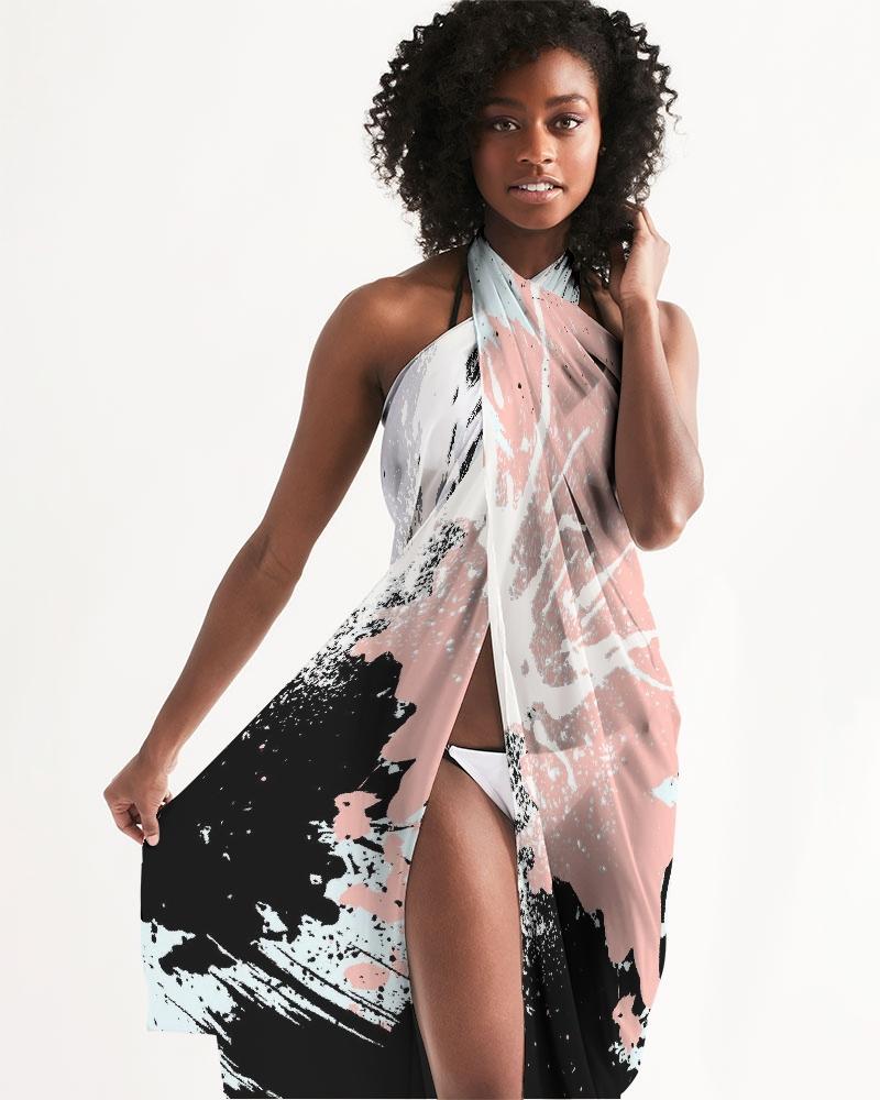 Uniquely You Sheer Swimsuit Cover Up Abstract Print Pastels
