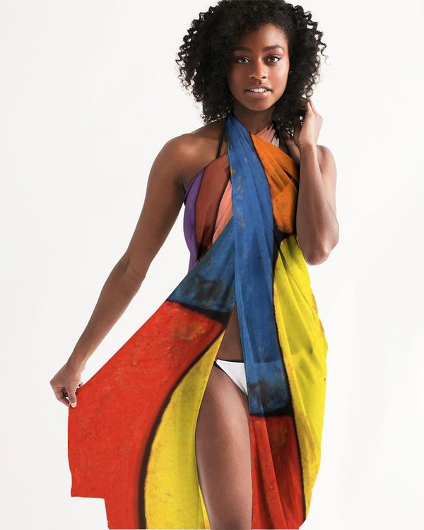 Uniquely You Sheer Swimsuit Cover Up Block Print Multicolor