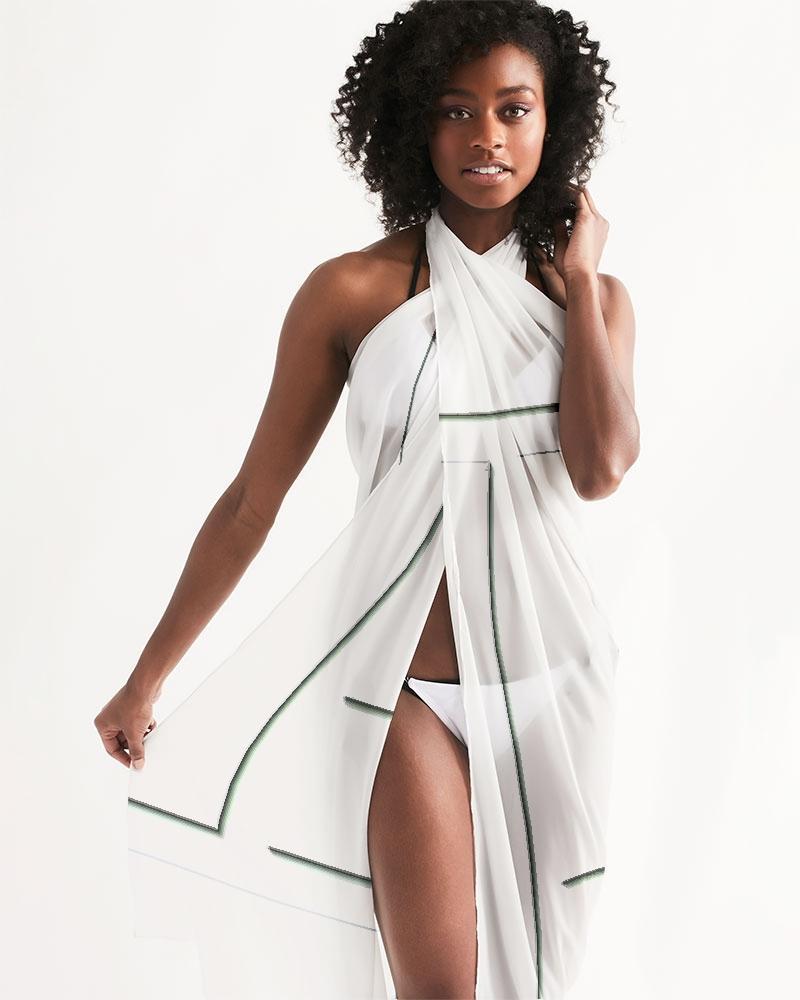 Uniquely You Sheer Swimsuit Cover Up Geometric Print White and Gray