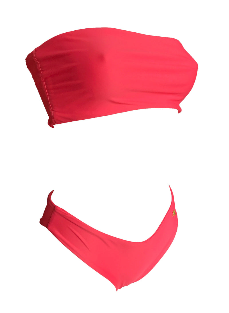 Zoey Bandeau Top & Classic Bottom - Coral-5