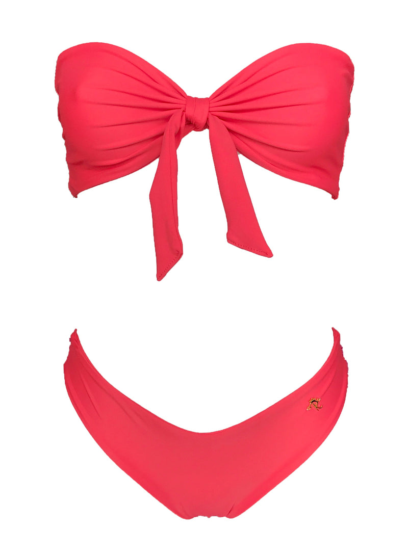 Zoey Bandeau Top & Classic Bottom - Coral